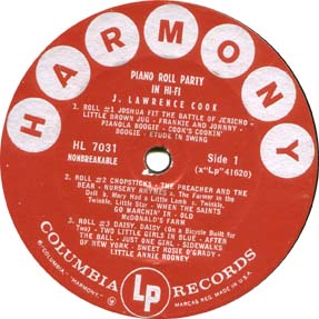 Harmony LP label - Side A