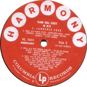 Harmony LP label - Side B